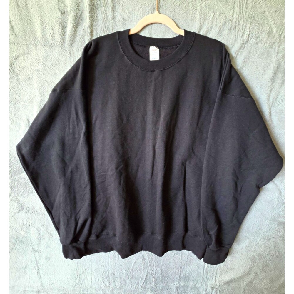 Hanes Ultimate Cotton Men's XL Black Fleece Crew Neck Pullover Sweatshirt